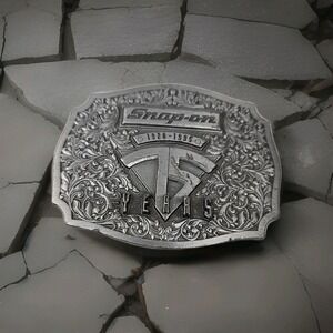 Buckle Snap-on Tools 75th Anni Vintage Mens Limited Ed. Pewter Coll. 3-2/8×2-5/8